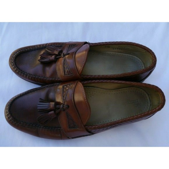 Allen Edmonds Shoes Maxfield Brown Mens 9.5 D Leather USA Tassel Loafers READ main image 12